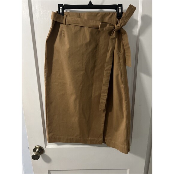 Banana Republic Dresses & Skirts - Banana Republic Factory Camel Chino Wrap A- Line Midi Skirt Sz 8